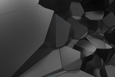暗金属墙上有裂缝，3d渲染。