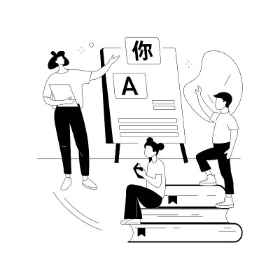 语言学习营抽象概念矢量插图。
