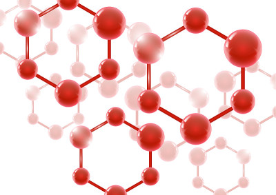 化学矢量纳米技术背景与3d大分子。矢量插图科学，化学，物理，教育和其他项目。