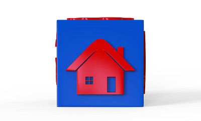 立方体的Home图标，3d插图