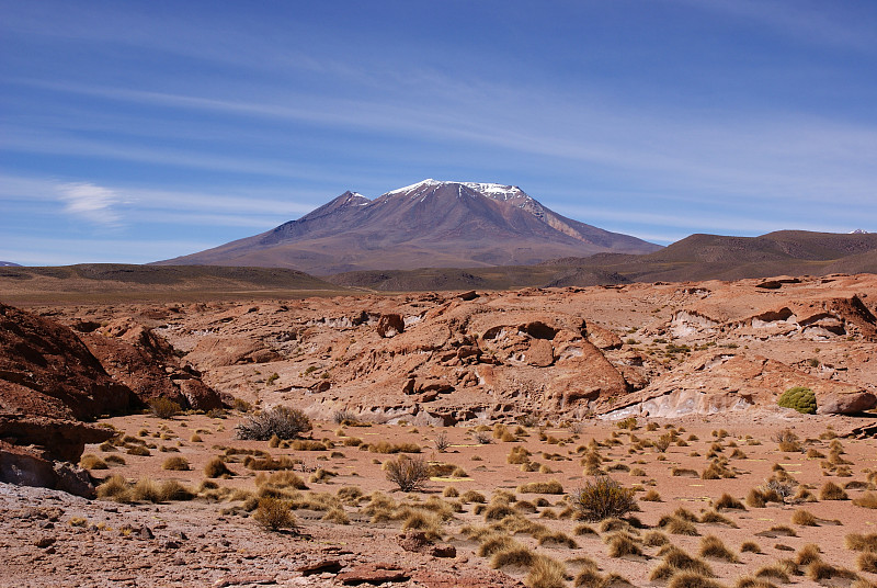 阿塔卡马沙漠和山地景观，在Altiplano，玻利维亚