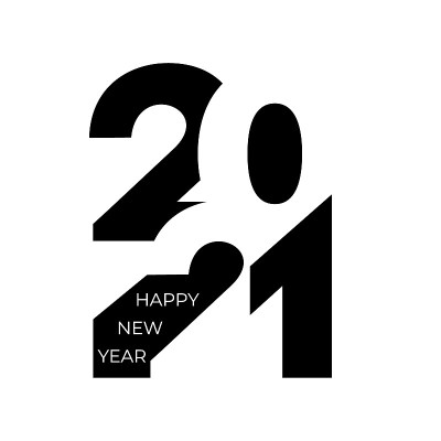 2021年新年快乐。设计封面的卡片，海报，t恤为2021年。矢量插图。孤立在白色背景上。