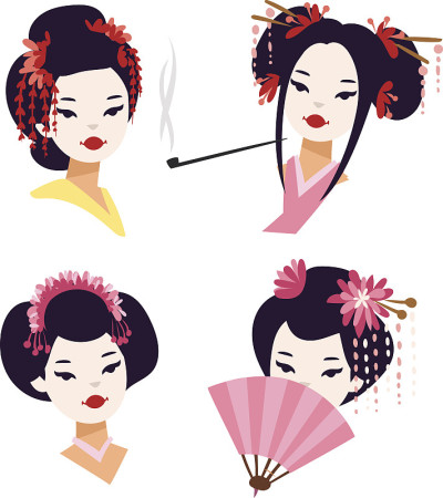 矢量日本艺妓女孩