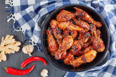 照烧鸡腿，俯视图