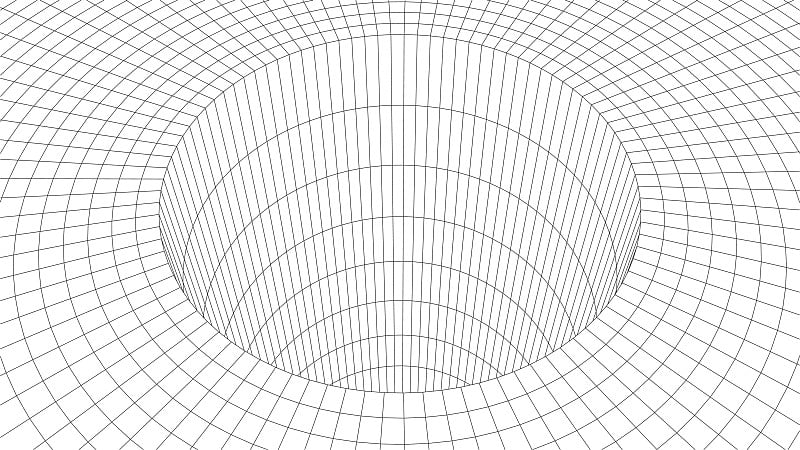 网格结构。线框表面隧道。3d网格背景。向量虫洞