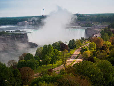 Niagara Horseshoe falls - Aerial view with Maid of