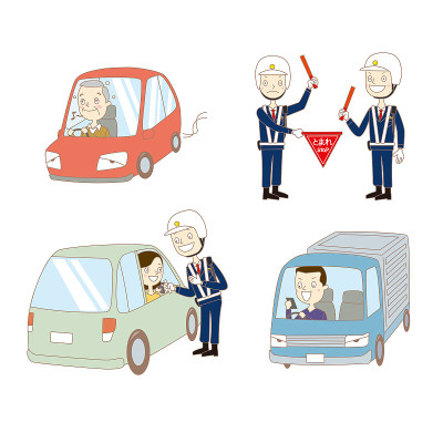 Illustration of police traffic control