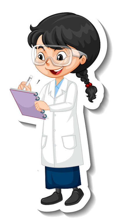 科学家女孩卡通人物贴纸
