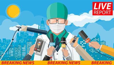 戴口罩的医生在会议上发言