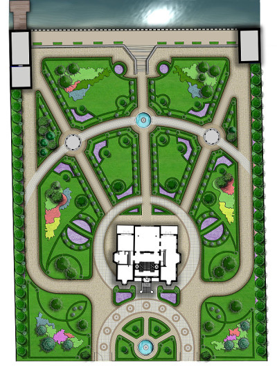 庭院景观设计效果图，鸟瞰3d效果图