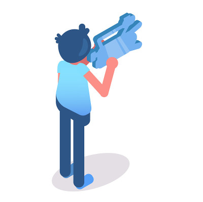 Videographer Isometry Vector. Cartoon. Isolated ar