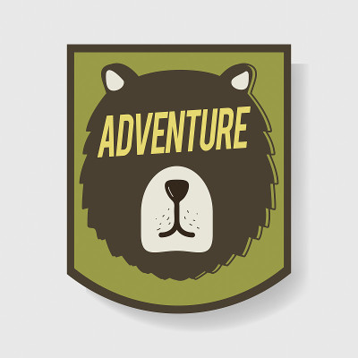 Bear Adventure Badge Graphic Illustration Vector