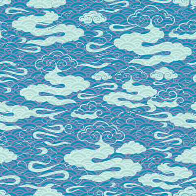 Illustration of stylized, abstract blue, aqua, pin