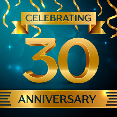 Realistic Thirty Years Anniversary Celebration Des