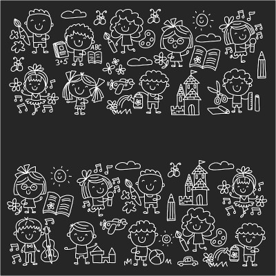 幼儿园教育研究儿童玩耍和成长儿童画图标