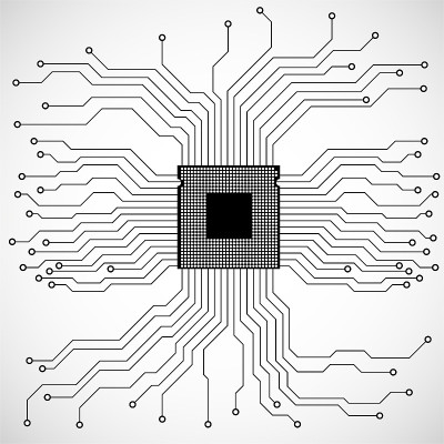 Cpu。微处理器。微芯片。电路板。矢量插图。每股收益10