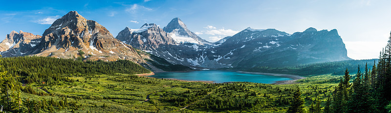 日落在阿西尼博因山-全景