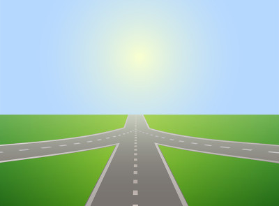 通往地平线和阳光普照的天空的道路。