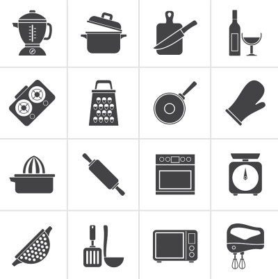 黑色烹饪工具图标
