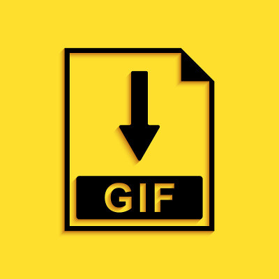 Black GIF file document icon. Download GIF button 