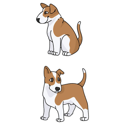 可爱的卡通斗牛犬小狗矢量剪贴画。纯种犬舍犬品种为犬舍俱乐部。纯种家犬训练为宠物馆插图吉祥物。孤立的犬