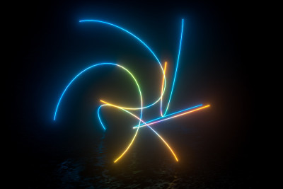 彩色发光线，3d渲染