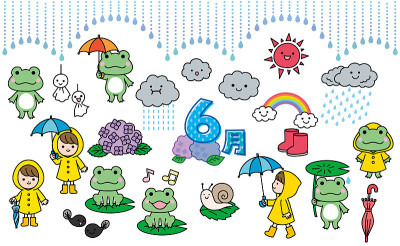 可爱和简单的雨季插图集