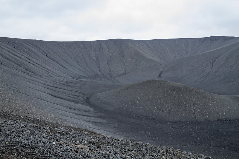 Hverfell火山口火山顶视图，冰岛地标