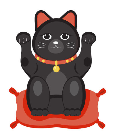 Maneki neko向量。日本传统文化中的幸运猫。护身符或吉祥物的象征