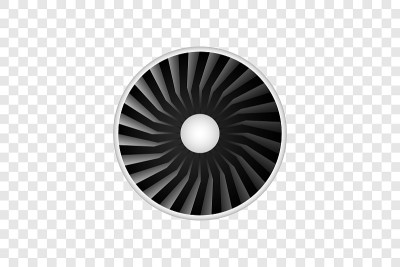 现实的客机引擎。矢量插图。