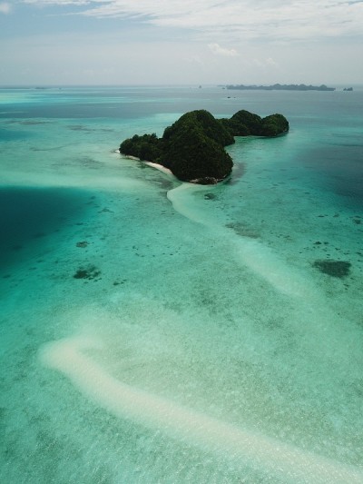 Pristine blue ocean, rock islands in Palau