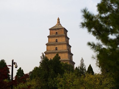 大雁塔或大雁塔是一座佛塔。它建于唐代652年，最初有五层。中国陕西省西安市2018年的10月22日。