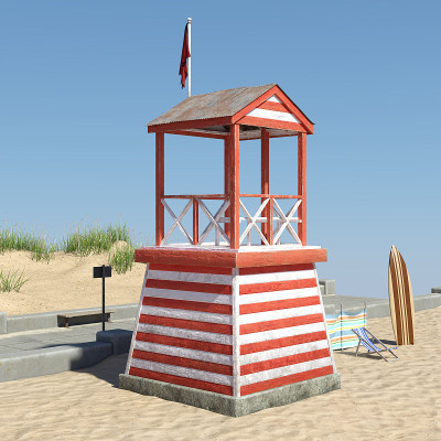 3D插图海边路标