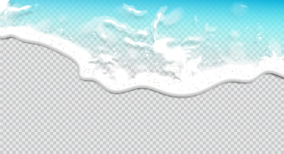 夏天的背景。透明的海浪。三维向量。高详细的现实插图。