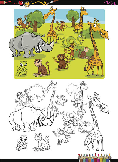 Safari动物着色页