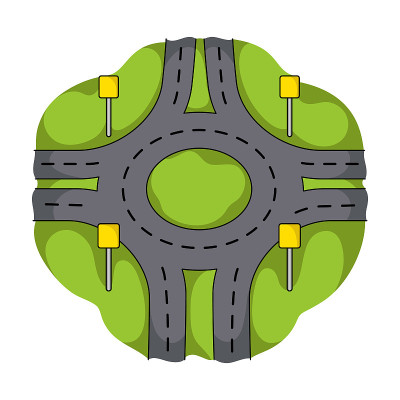 道路单图标卡通风格。道路矢量符号股票插图网页。