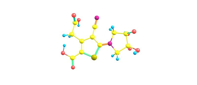 从白色上分离的雷尼酸分子结构