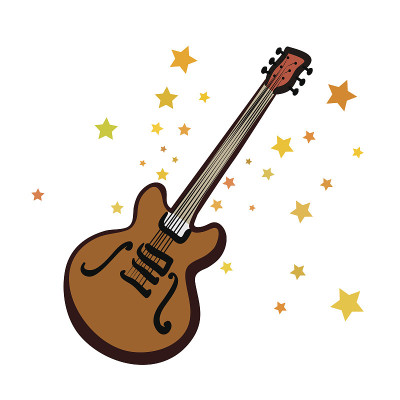 电吉他和星星的剪影