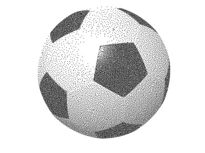 Soccer ball stippling on white background.