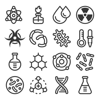 化学科学细节轮廓矢量图标集
