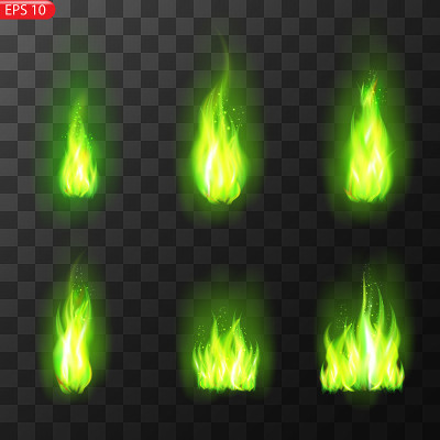 Trail of fire.Burning flames translucent elements 