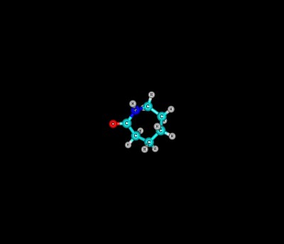 己内酰胺分子孤立在黑色上