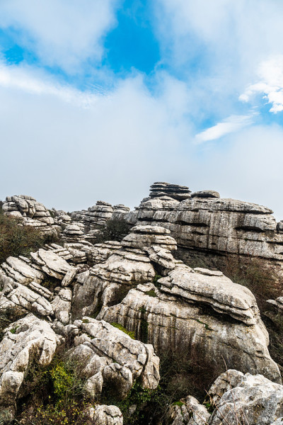 在Antequera市和Villanueva de la市Torcal de Antequera顶部