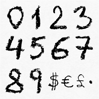 手写矢量木炭数字