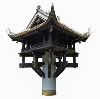 一柱塔在河内，越南，孤立在白色背景。设计元素