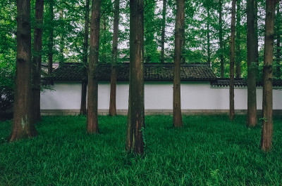 中国杭州西湖附近的传统中国房子