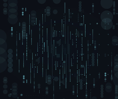 技术暗背景矢量图。矩阵。二进制计算机代码。下降点
