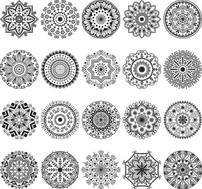 梅门迪曼荼罗花矢量插图
