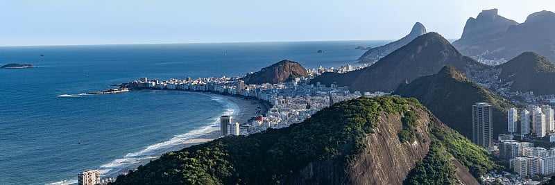 里约热内卢城市景观山脉和科帕卡巴纳海滩