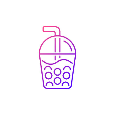 气泡茶渐变线性矢量图标。
